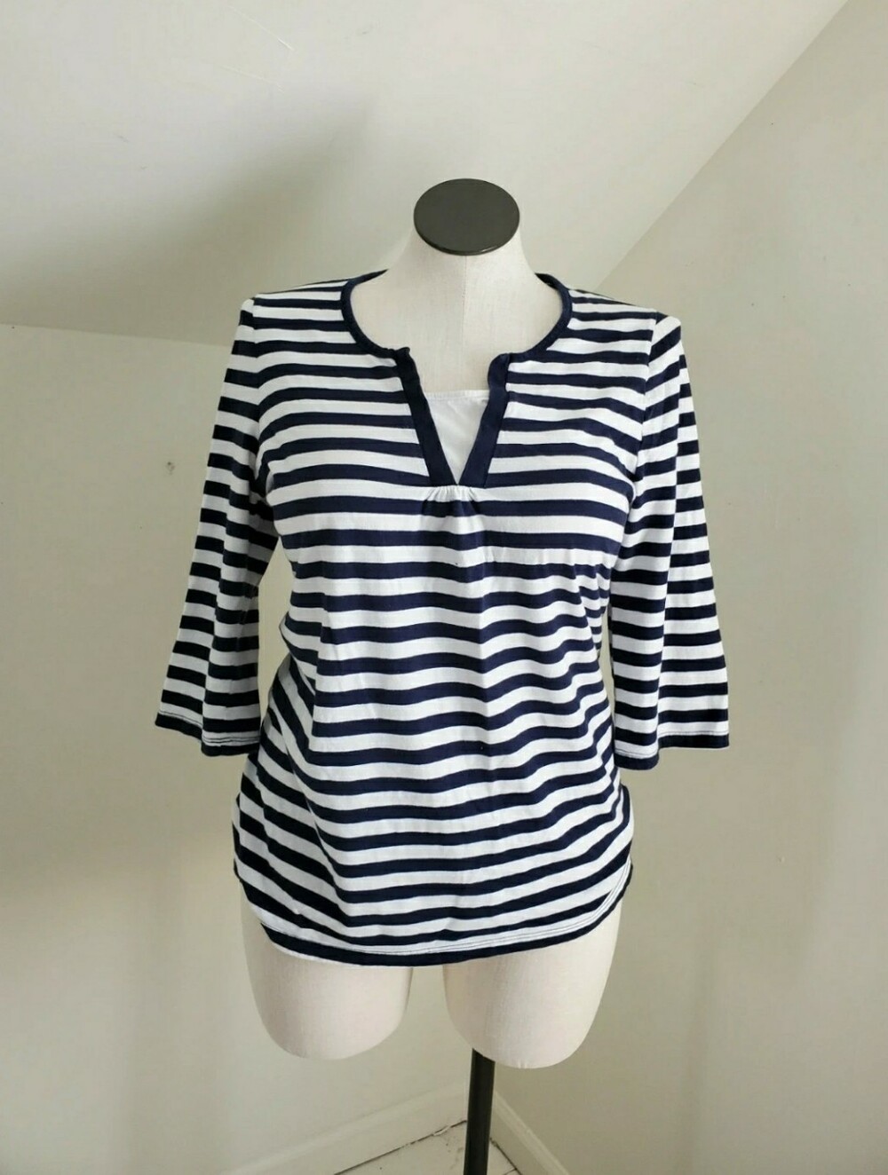 Just My Size Navy Blue & White Stripe Top size 1X